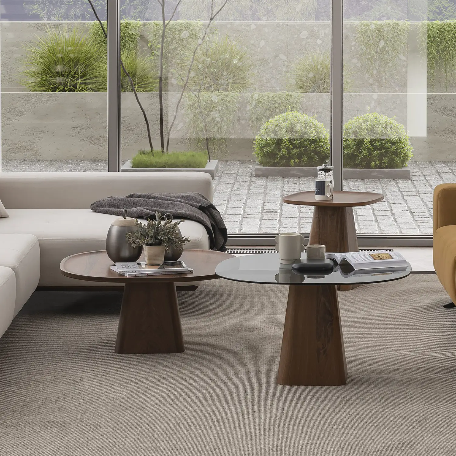Chelsea Coffee Table (Walnut-Glass)