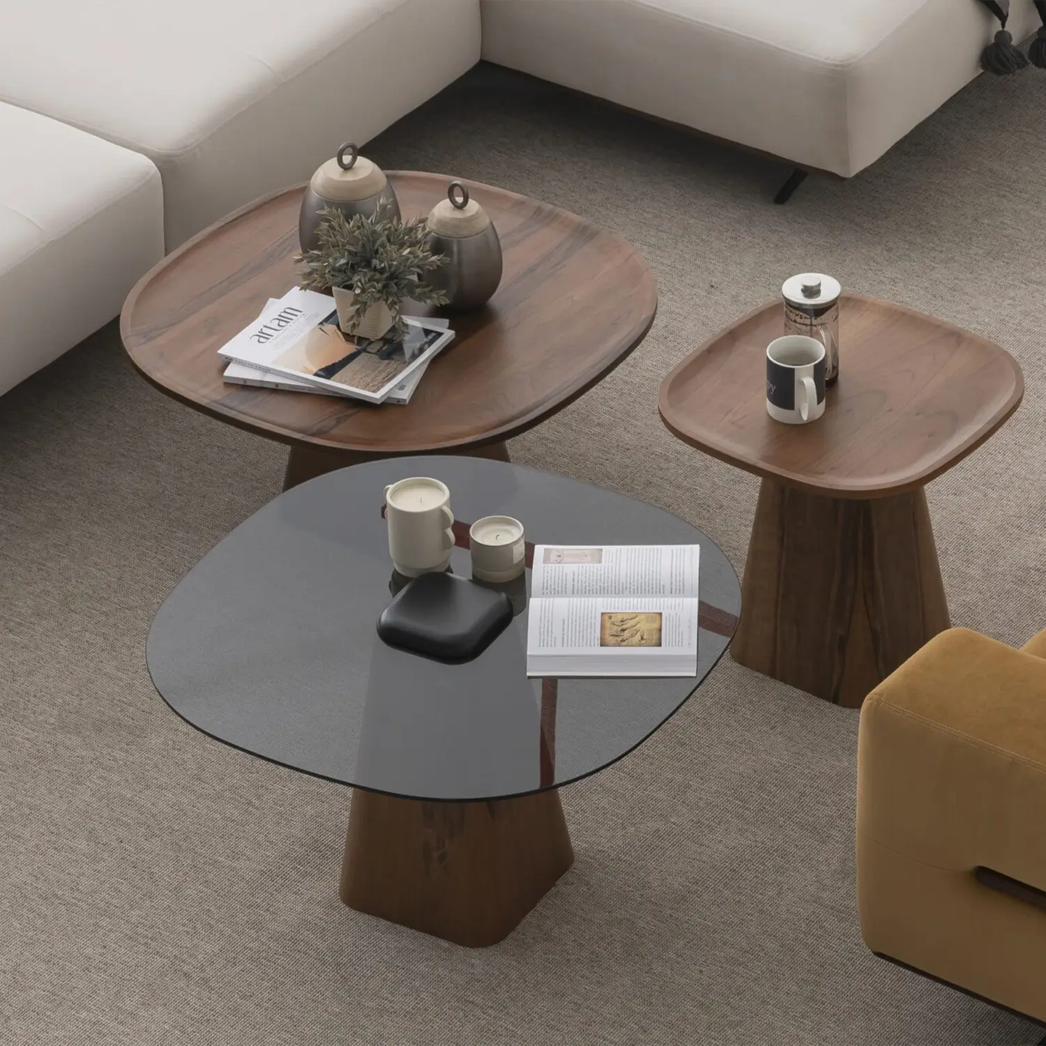 Chelsea Coffee Table (Walnut-Glass)