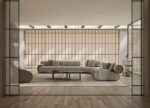 Modern modular sectional sofa with clean lines and deep seating