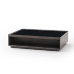 Luis modern wood coffee table with glass top