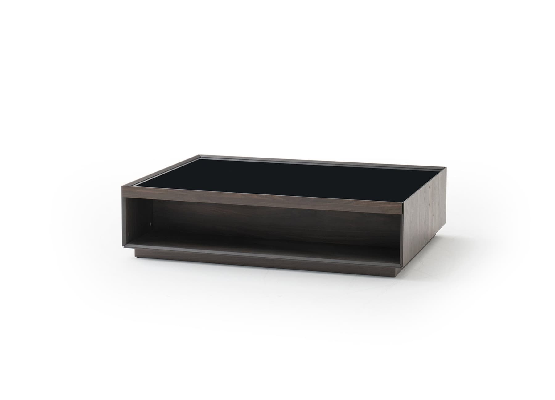 Luis modern wood coffee table with glass top