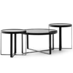 Capella modern black nesting coffee table set with glass top