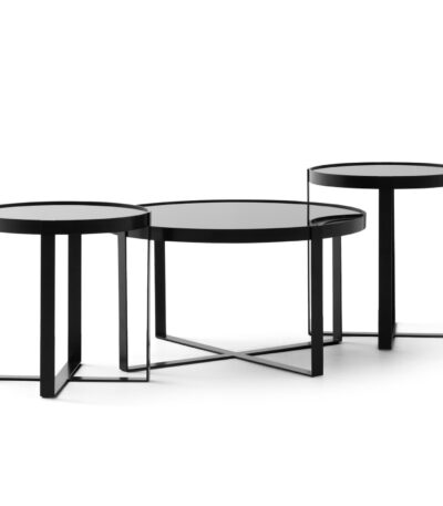 Capella modern black nesting coffee table set with glass top