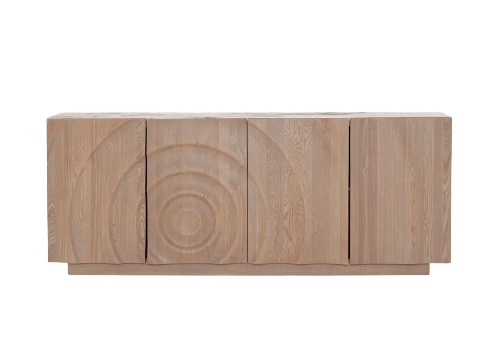 Barreiro sideboard in light oak ash wood with sculpted doors
