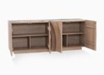 Barreiro sideboard in light oak ash wood with sculpted doors