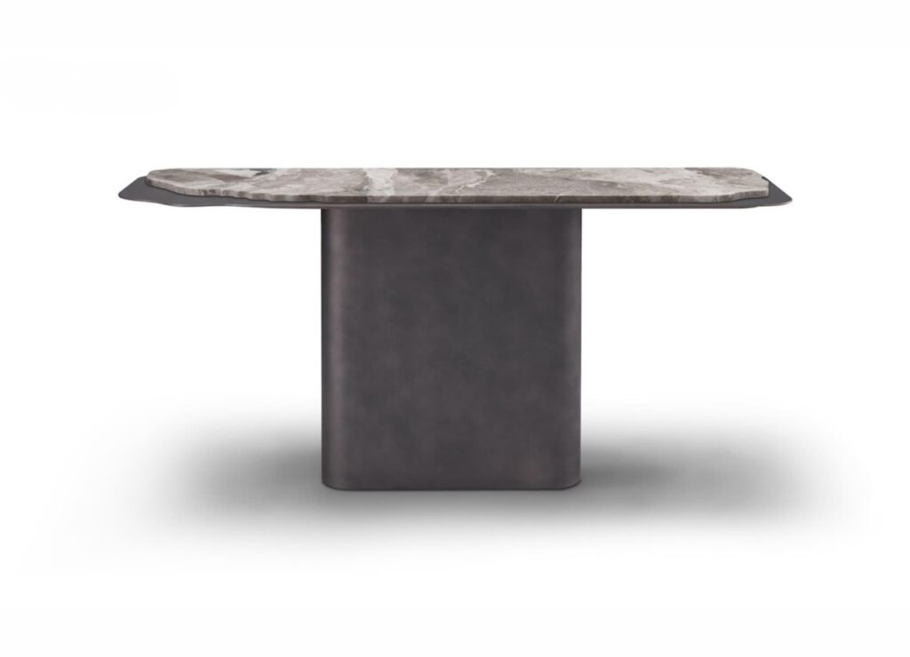 Luxury Italian marble console table with metal base for modern entryway