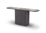 Modern console table with natural marble top and sleek metal frame