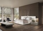 Alfa bed modular side headboard panels with fabric and wood combination